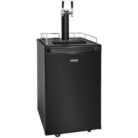 Beer Kegerator, Dual Tap Draft Beer Dispenser, Full Size Keg Refrigerator with CO2 Cylinder, Shelves, Drip Tray & Rail