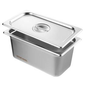 8 Pack Hotel Pans, 1/3 Size Anti-Jam Steam Pan with Lid, 0.8mm Thick Stainless Steel Steam Table Pan, 6-Inch Deep Commercial Table Pan